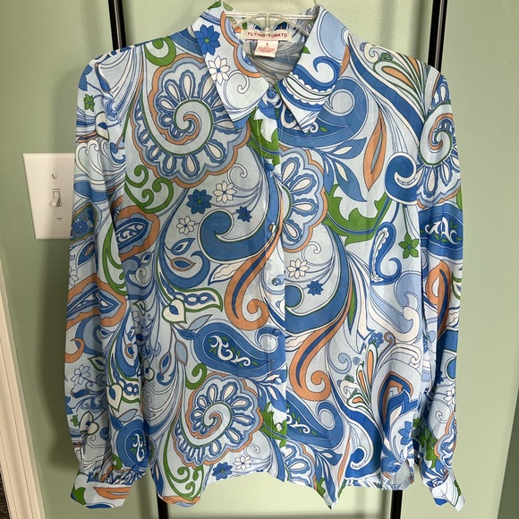 VICI EMILIA PRINTED CHIFFON BUTTON UP BLOUSE size Small - Picture 8 of 12